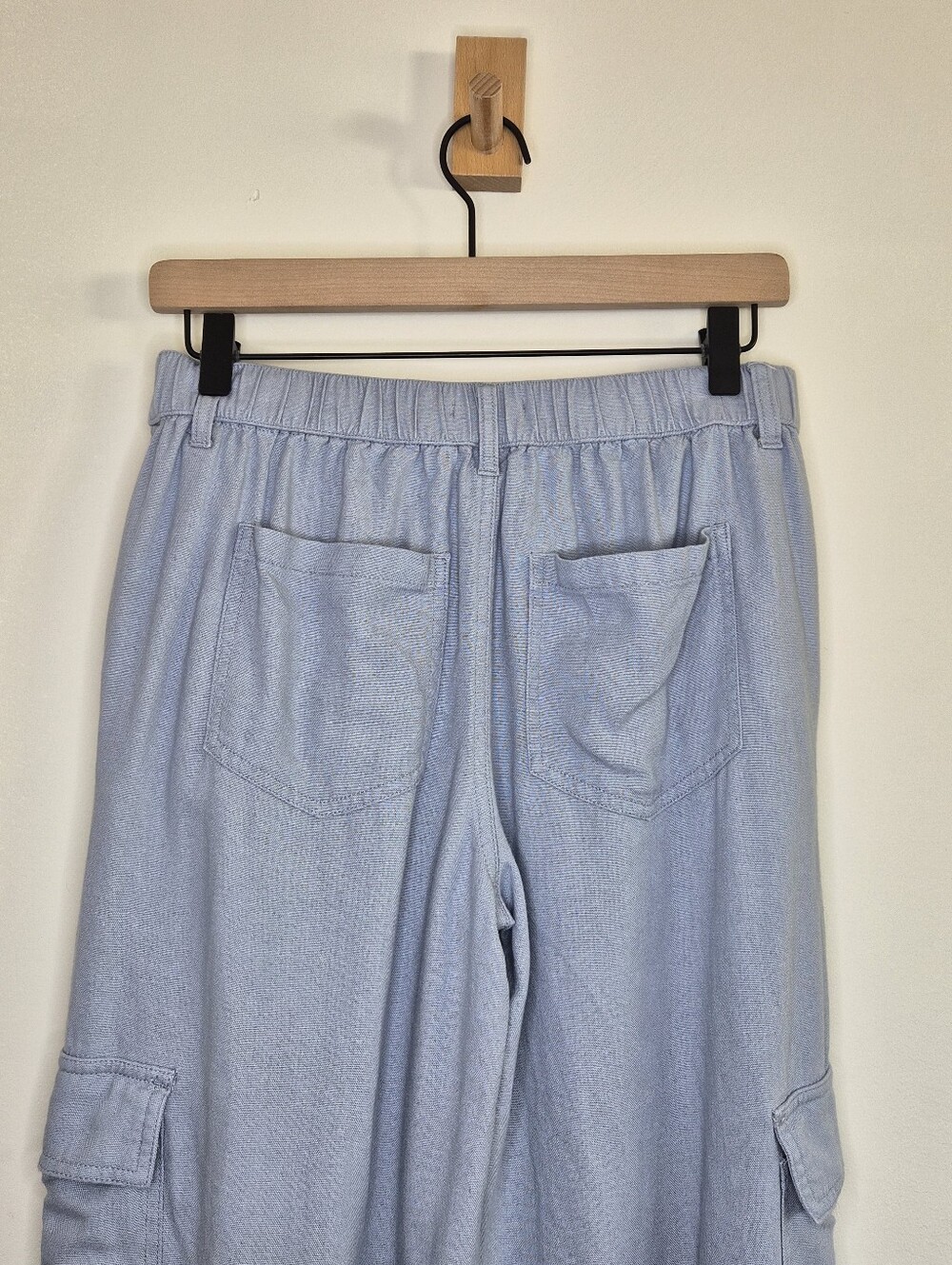 Sincerely Jules Light Blue Linen Blend Cargo Wide Leg Pants Size Small - Picture 5 of 13